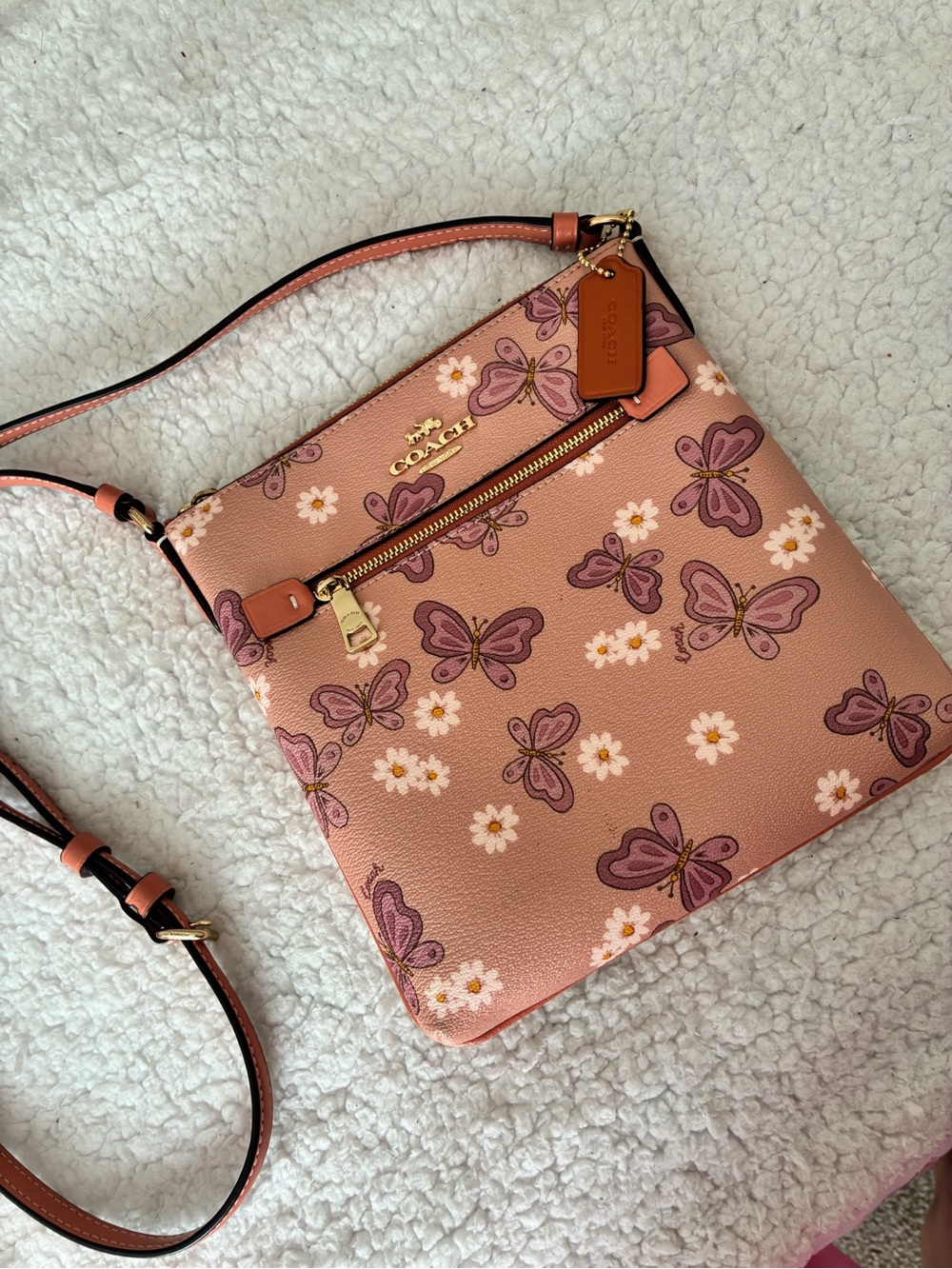 Coach Pink Butterfly & Daisy Crossbody Bag - Picture 7 of 8